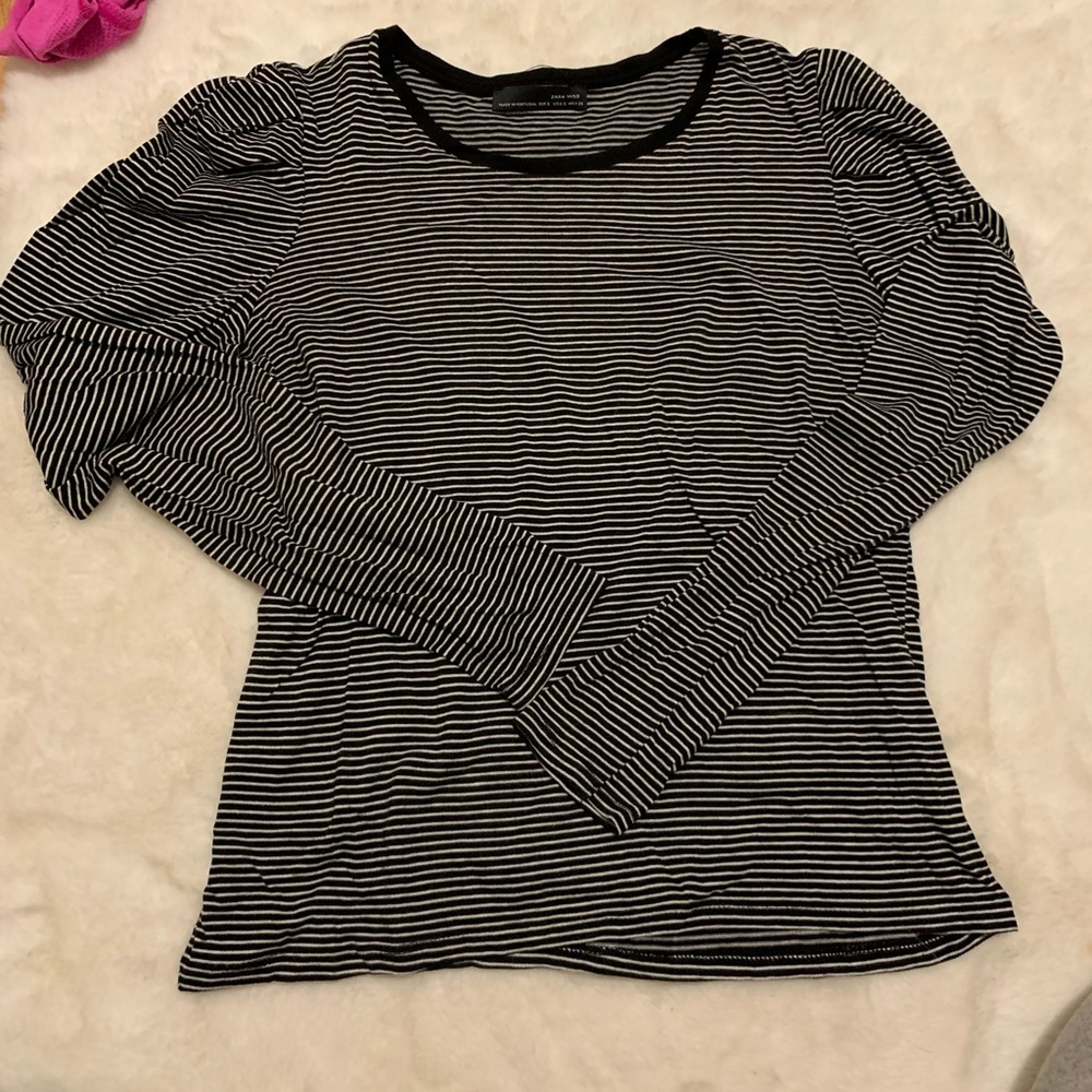 Zara striped top with slightly pouffy sleeves